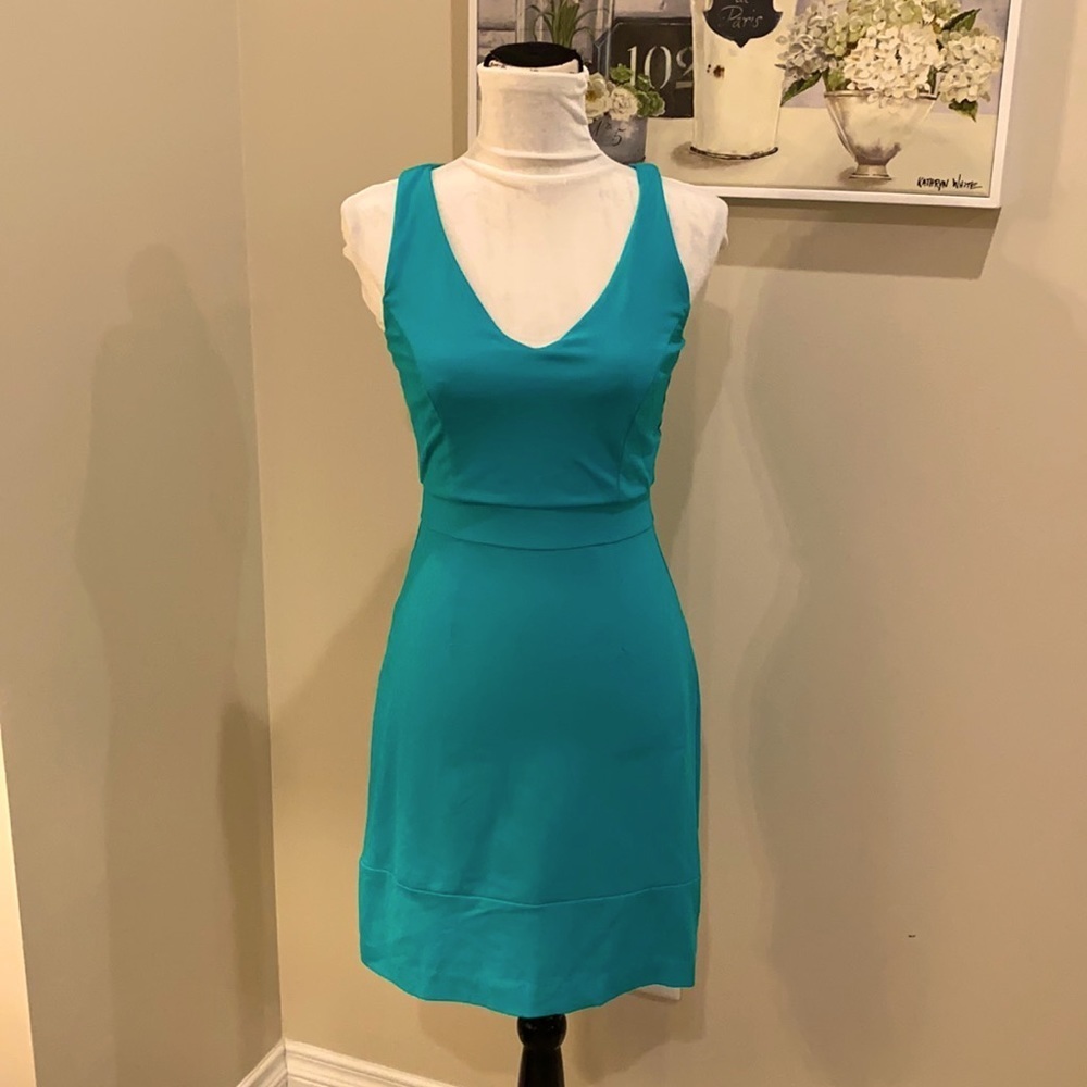 Cynthia Rowley teal fitted dress
